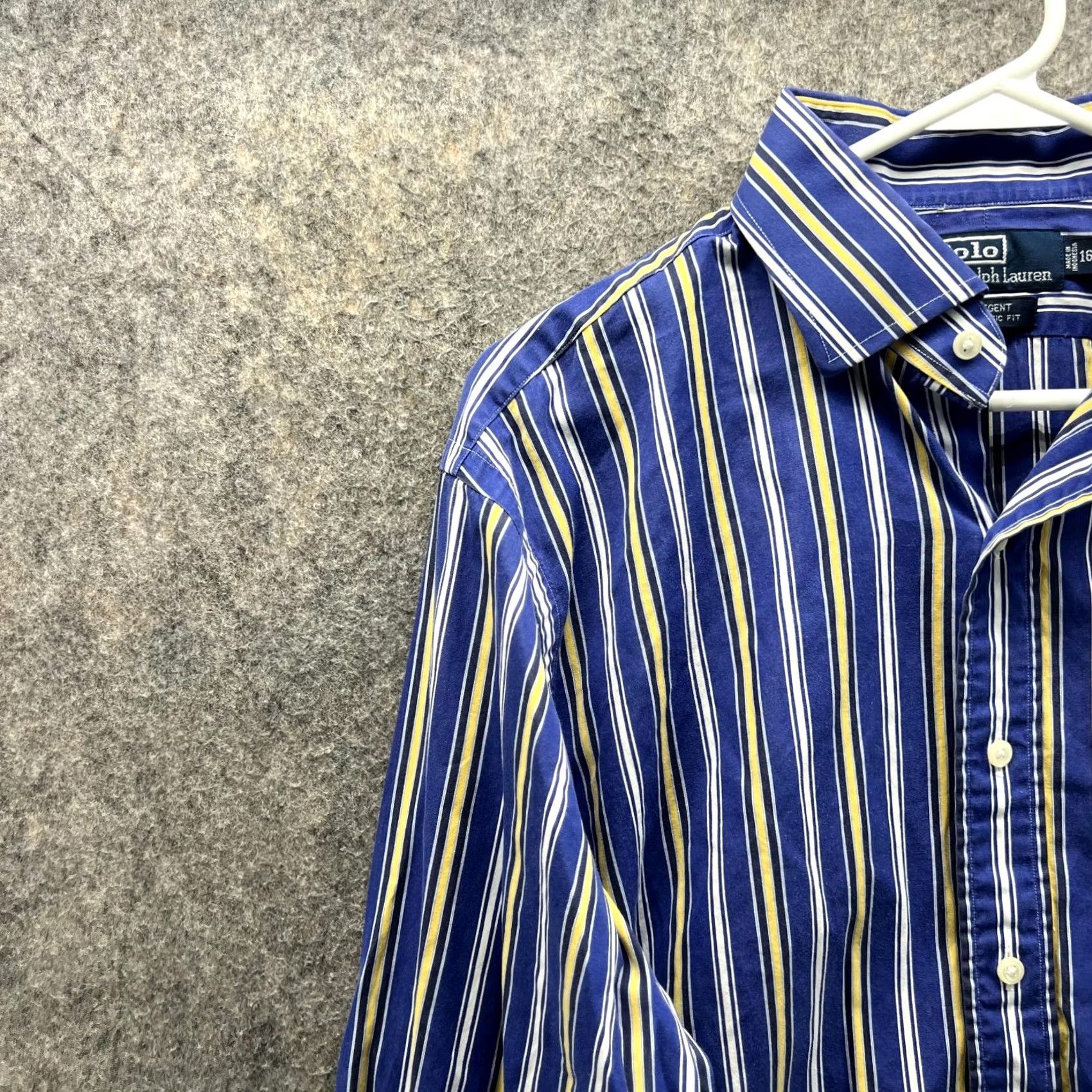 Polo Ralph Lauren VINTAGE Polo Ralph Lauren Shirt Men Large Blue Striped Button-Down Collared Size US L / EU 52-54 / 3 - 3 Thumbnail