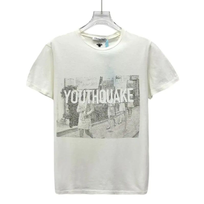 Dior Dior Women's Cotton T-Shirt in Off-White 0089 Size XS / US 0-2 / IT 36-38 - 1 Thumbnail