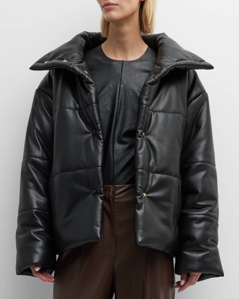 Nanushka Nanushka Hide Faux Leather Black Puffer Jacket Size M / US 6-8 / IT 42-44 - 4 Thumbnail
