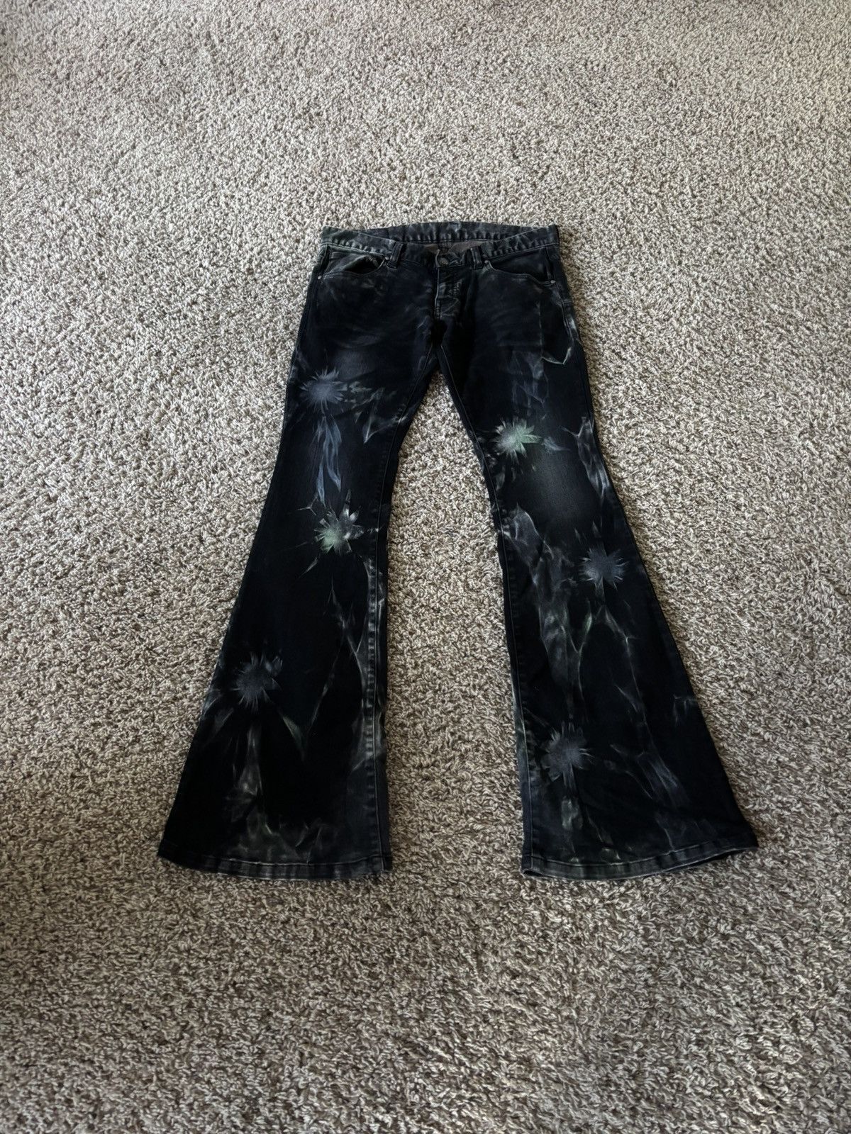 パンツ 00s tornado mart black flare denim pants 00s TORNADO MART Distorted Black Flare Denim Pants