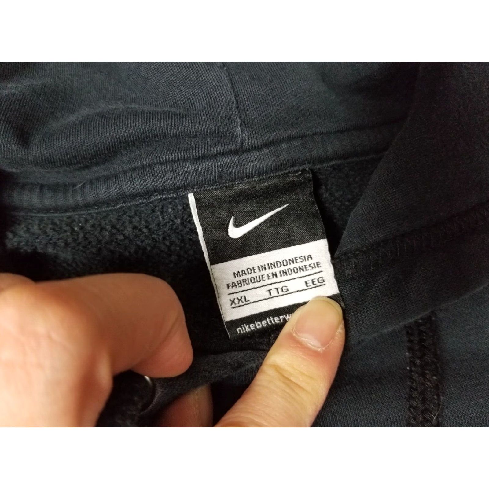 Nike VINTAGE NIKE SHIRT Hooded Black Sweatshirt XXLARGE Mens Pullover Cotton Long Sleeve Sweatshirt Hooded Black Nike Spell Vintage Y2K Size US L / EU 52-54 / 3 - 5 Thumbnail