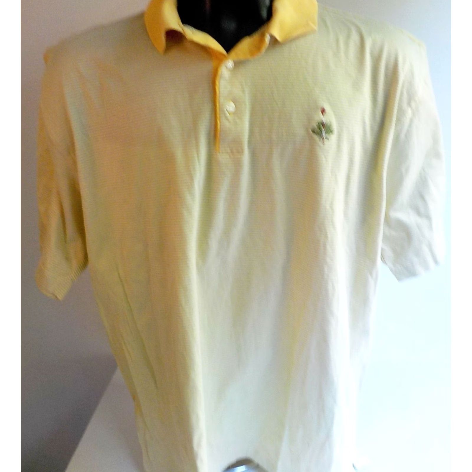 Vintage Pringle SS Polo Shirt Yellow Striped 100% Cotton Large Made in Scotland 1896 Logo Mens Polo Size US L / EU 52-54 / 3 - 2 Thumbnail