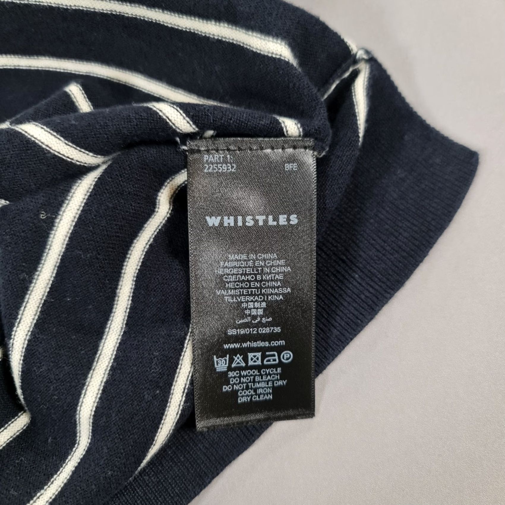 Whistles Whistles Jumper Navy Blue 12 UK Wool? No, Cotton Pullover Crew Neck Striped Mom Christmas 100% Cotton Women Regular Size XL / US 12-14 / IT 48-50 - 7 Thumbnail