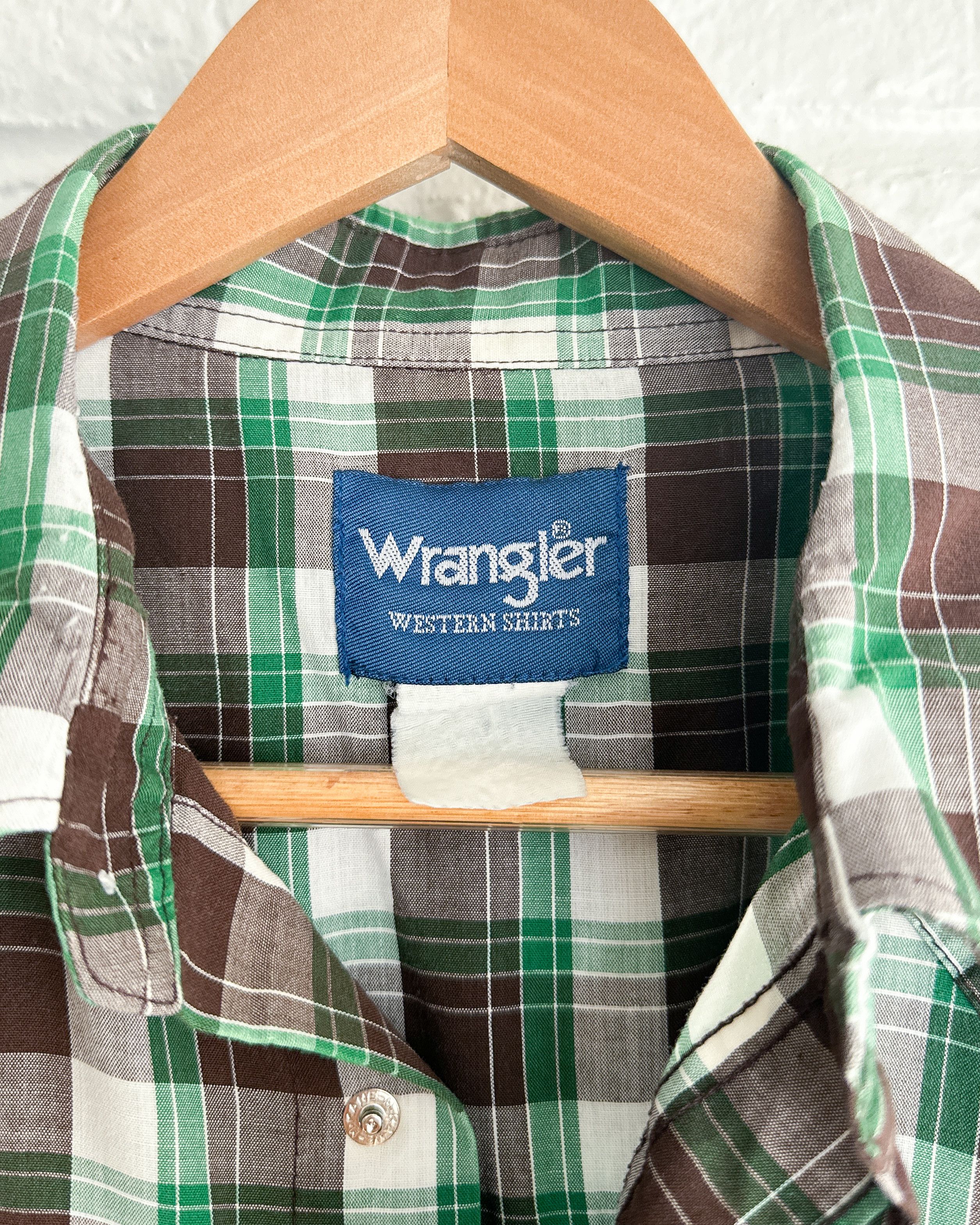 Wrangler Vintage Wrangler Western Shirt Green Brown Plaid Men's XL Size US XL / EU 56 / 4 - 2 Thumbnail