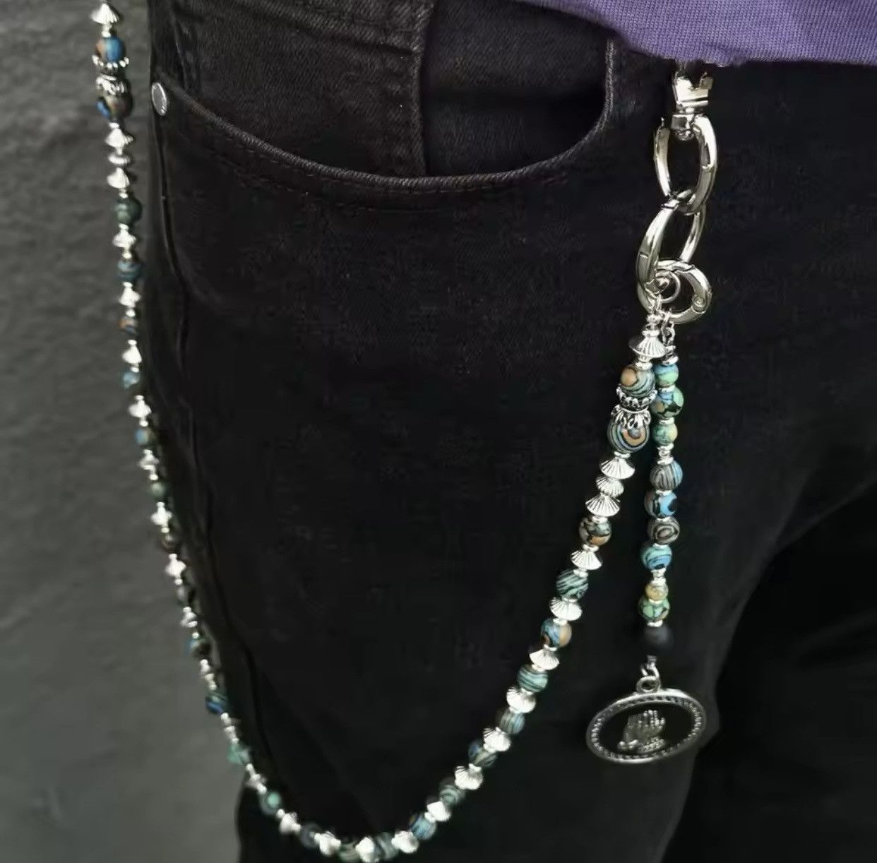 Jewelry punk style pants chain handmade retro jeans decoration Size ONE SIZE - 2 Thumbnail