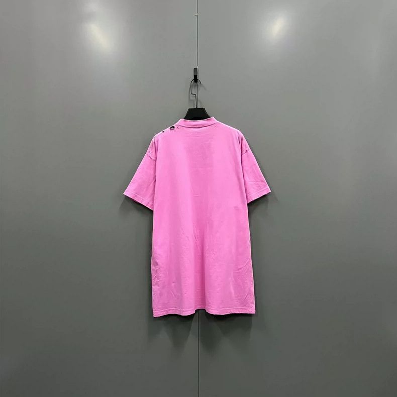 Balenciaga Balenciaga Pink Letter Logo Short Sleeve Size US M / EU 48-50 / 2 - 2 Thumbnail