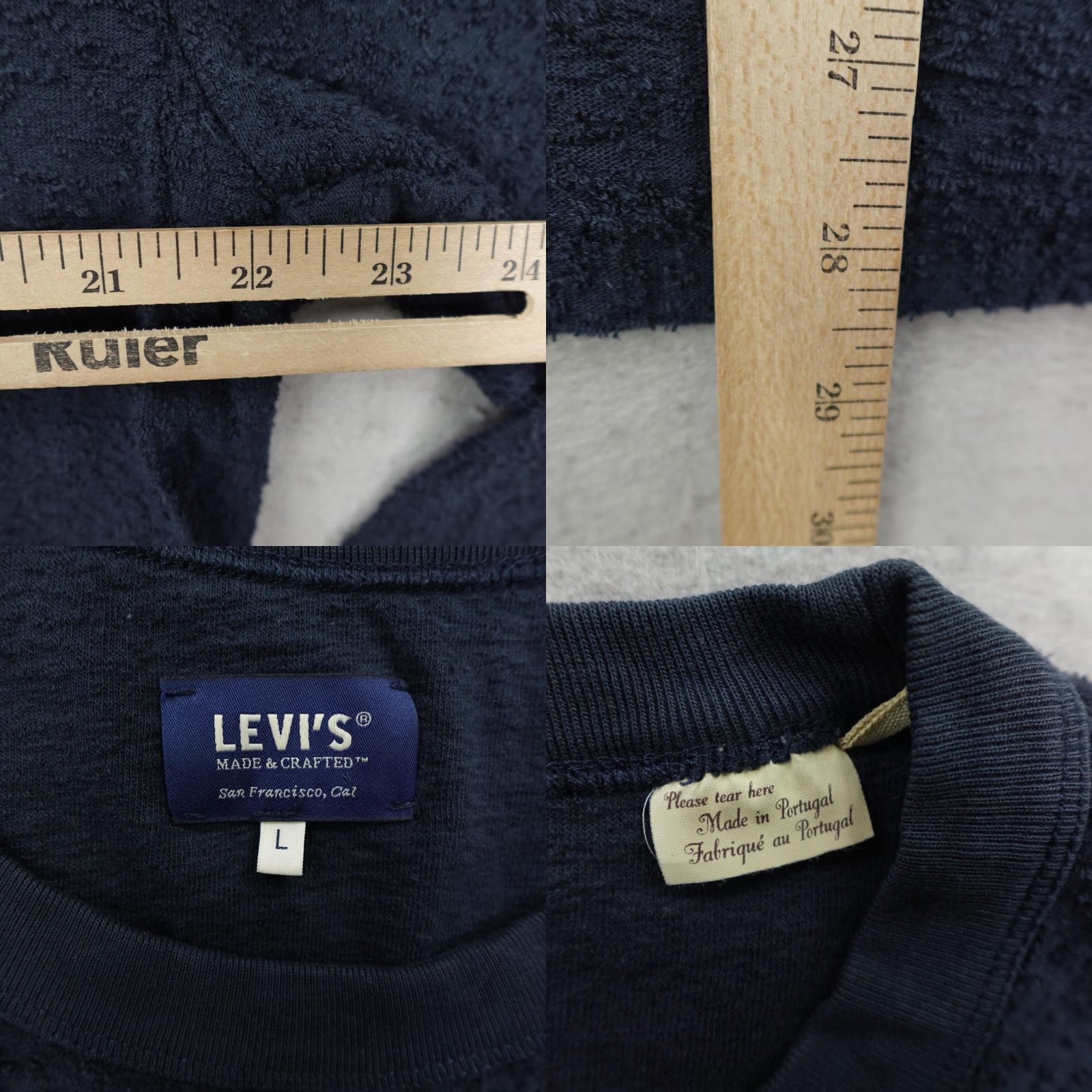 Levi's VINTAGE Levi's Made & Crafted Sweater Shirt Mens Large Navy Blue Textured Crewneck Pullover Size US L / EU 52-54 / 3 - 8 Thumbnail