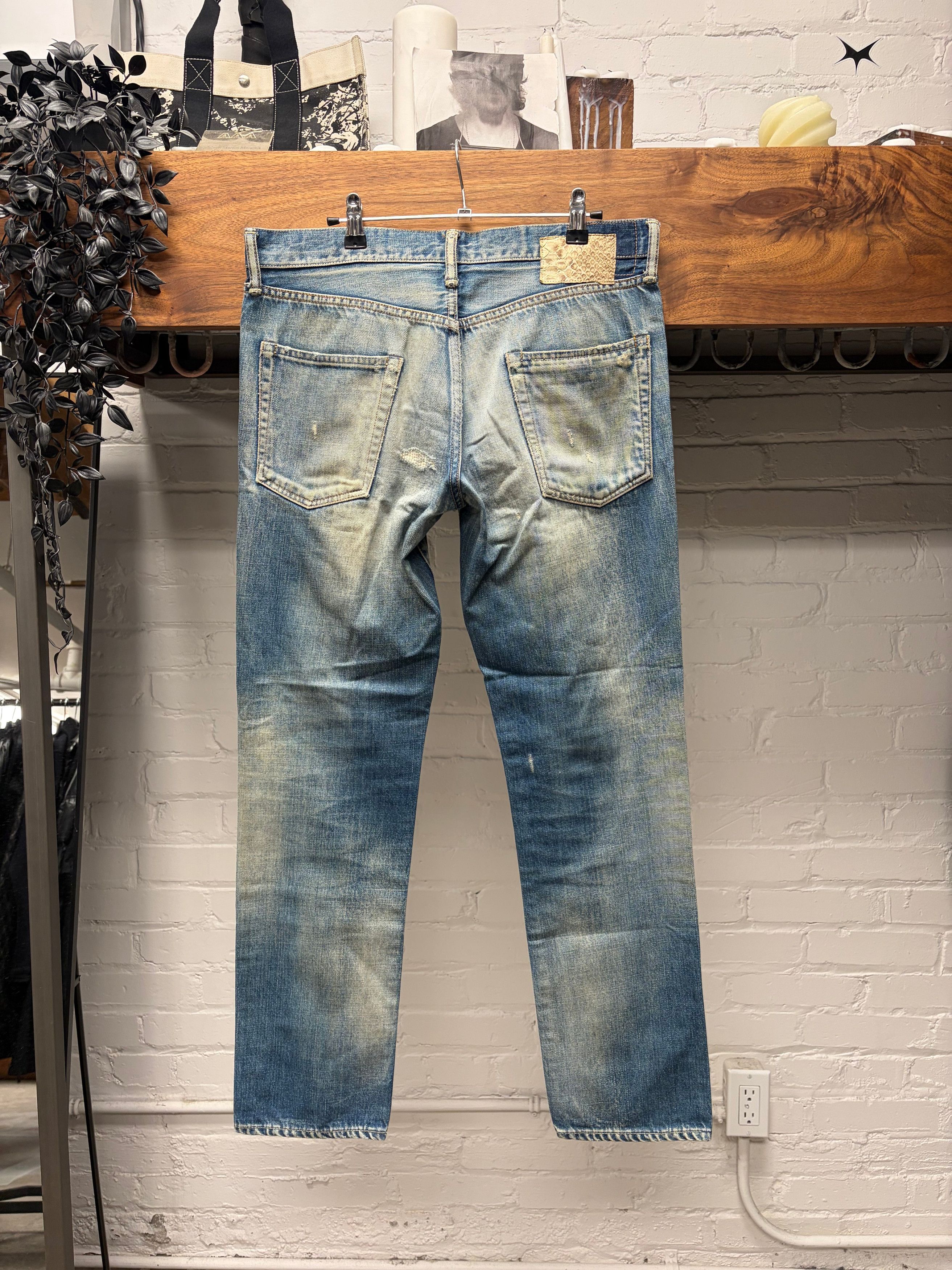 Visvim AW2012 Visvim ‘Dirty Blue’ Slim Bootcut Jeans with Genuine Snakeskin Leather Patch Size US 30 / EU 46 - 4 Thumbnail