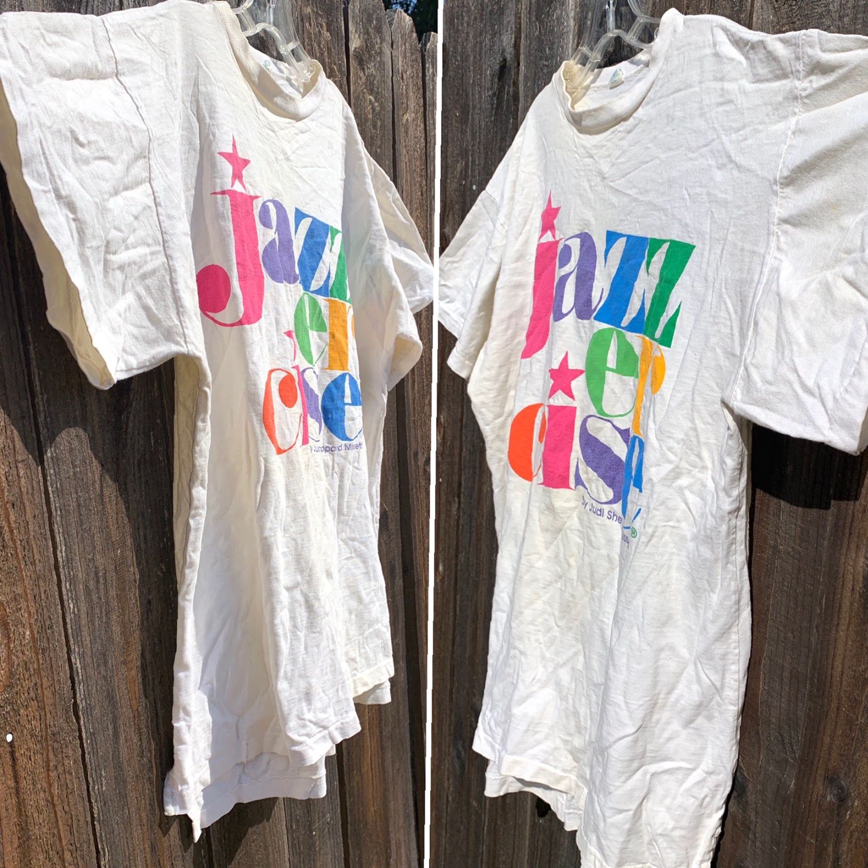 Vintage VINTAGE Jazzercise T-Shirt 80s 1980s One Size USA Alore White 100% Cotton Graphic Sportswear/Beach Men’s Women’s? Size ONE SIZE - 3 Thumbnail