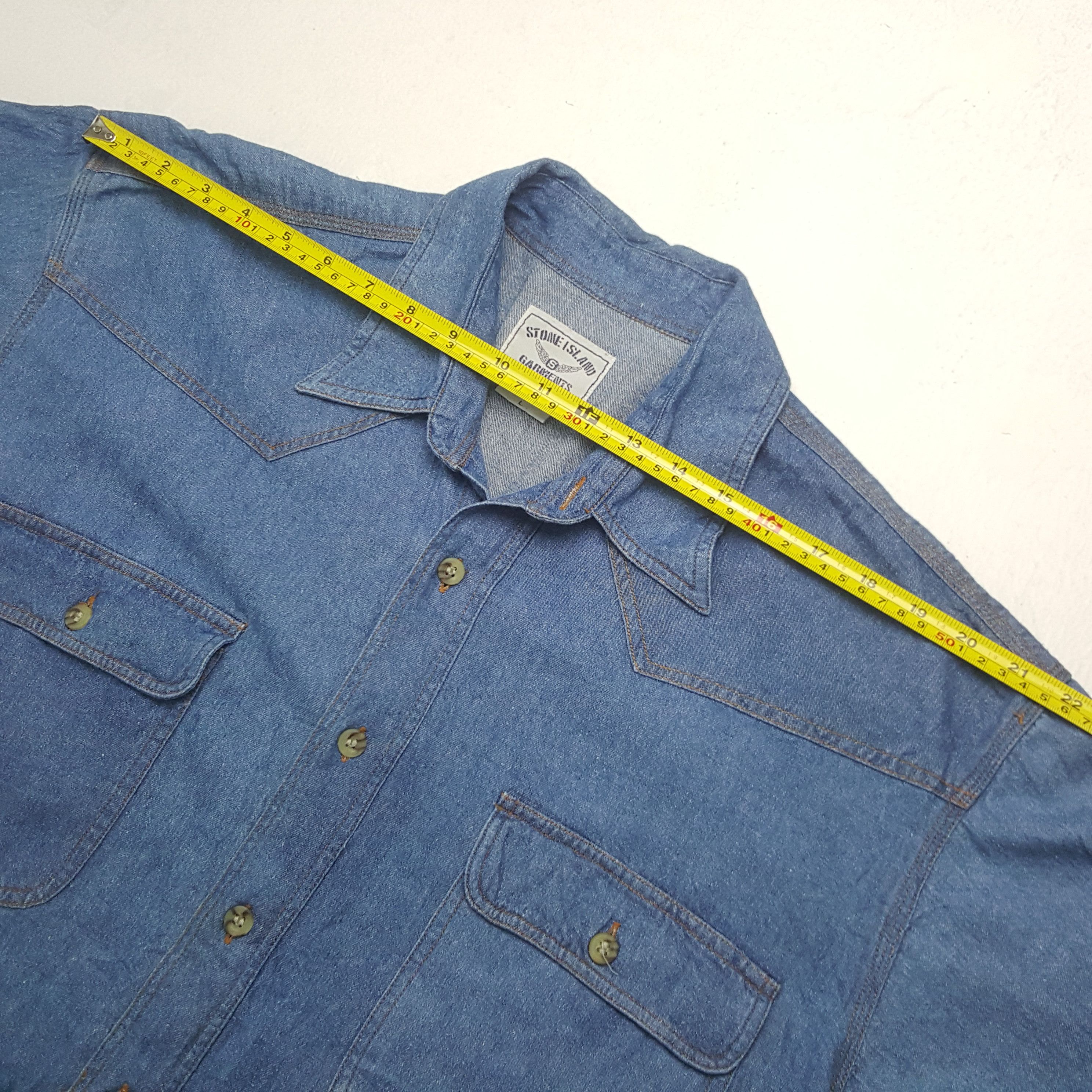 Designer Vintage Stone Island Garments Denim Shirt Button Up 31 Size US L / EU 52-54 / 3 - 5 Thumbnail