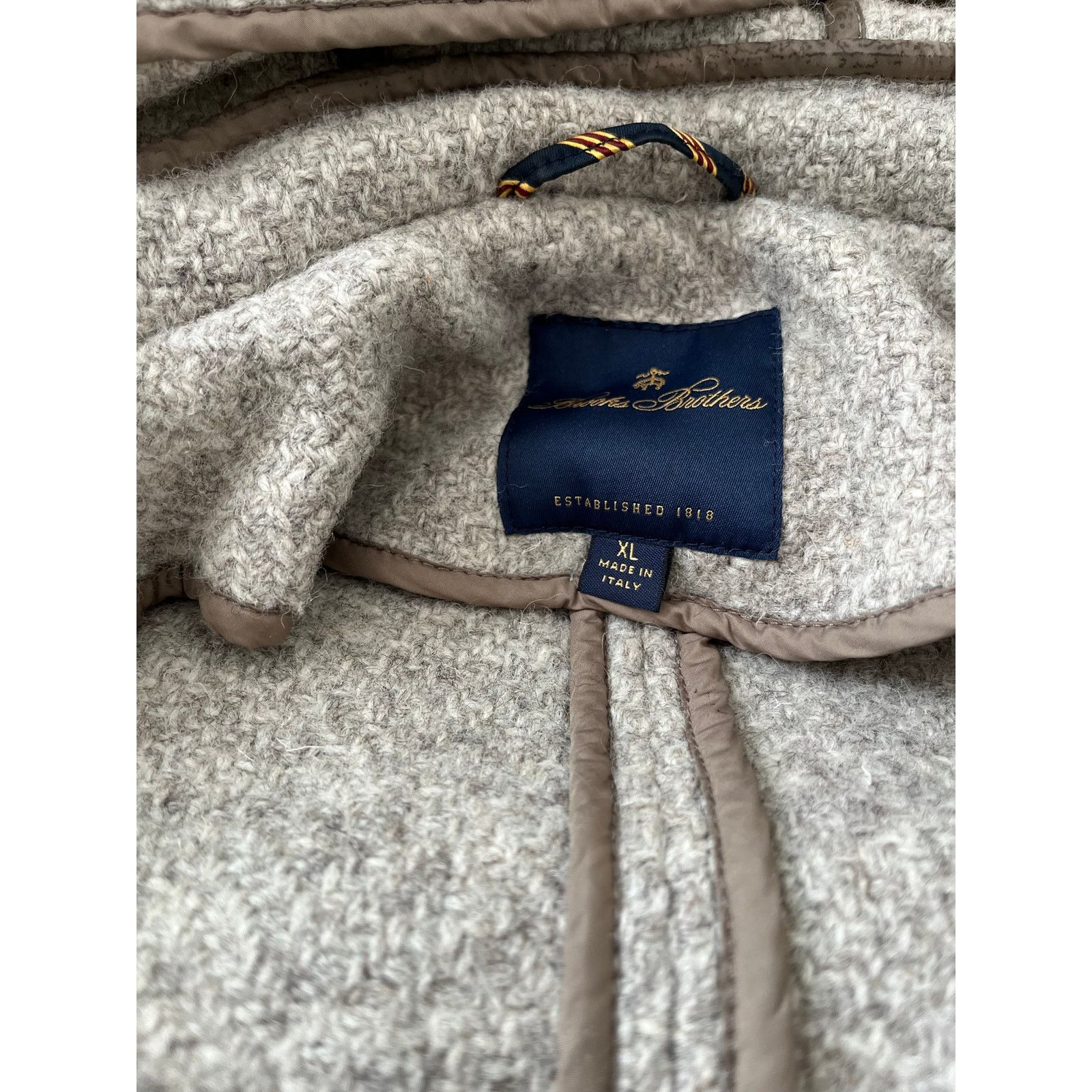 Mens Brooks Brothers Gray Wool Twill Toggle Pea Coat Long
