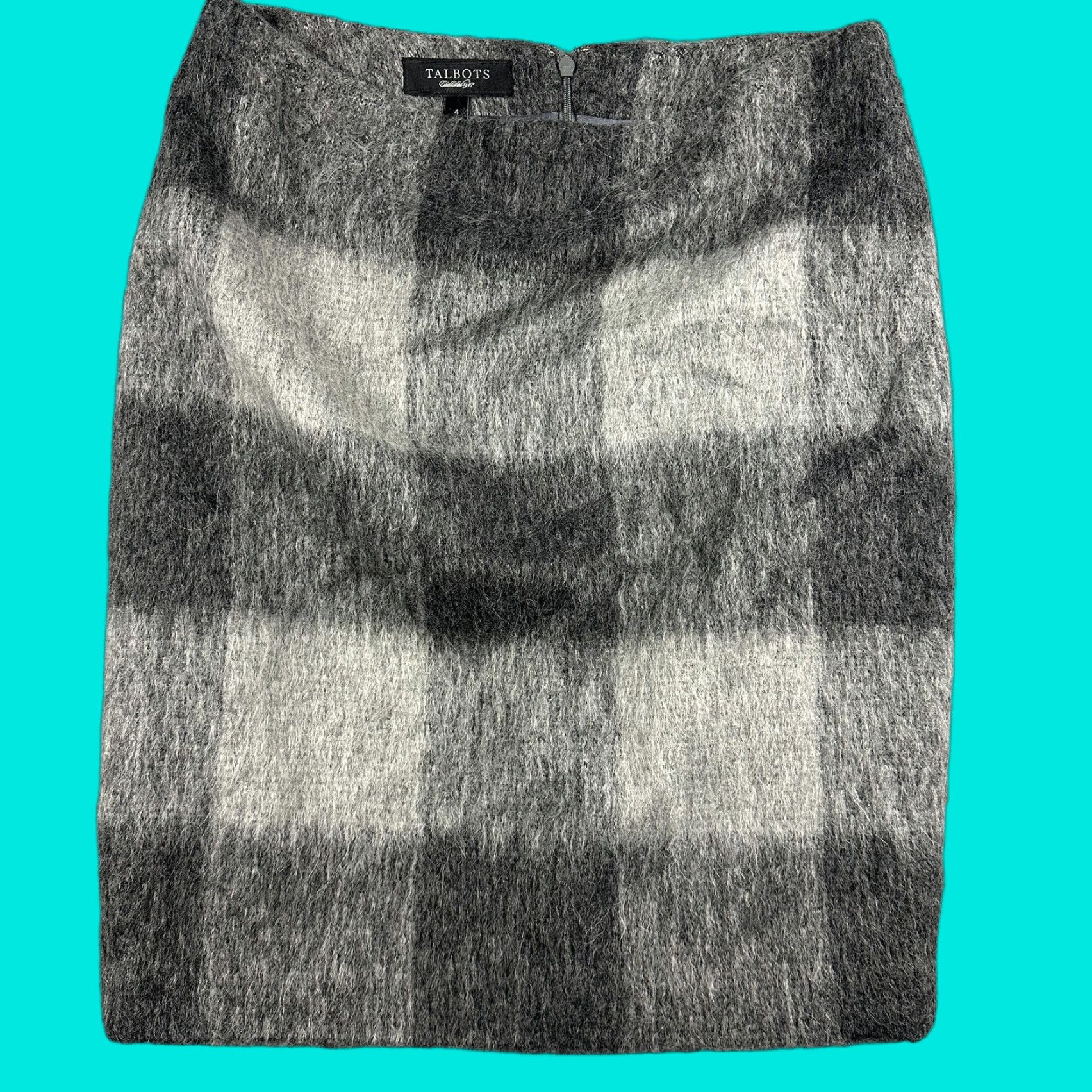 Talbots Talbots Skirt Womens 4 Gray Plaid Wool Alpaca Blend Pencil Lined Career Office Size 27" / US 4 / IT 40 - 1 Thumbnail