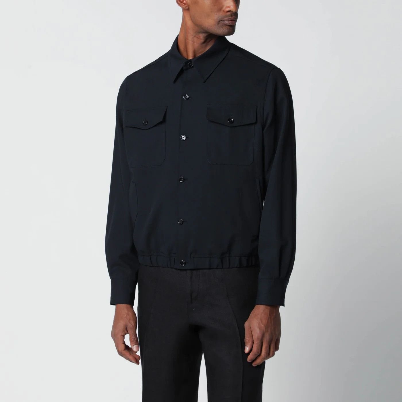 Lardini o1d2blof0526 Wool Shirt Jacket in Navy Blue Size US XL / EU 56 / 4 - 1 Thumbnail