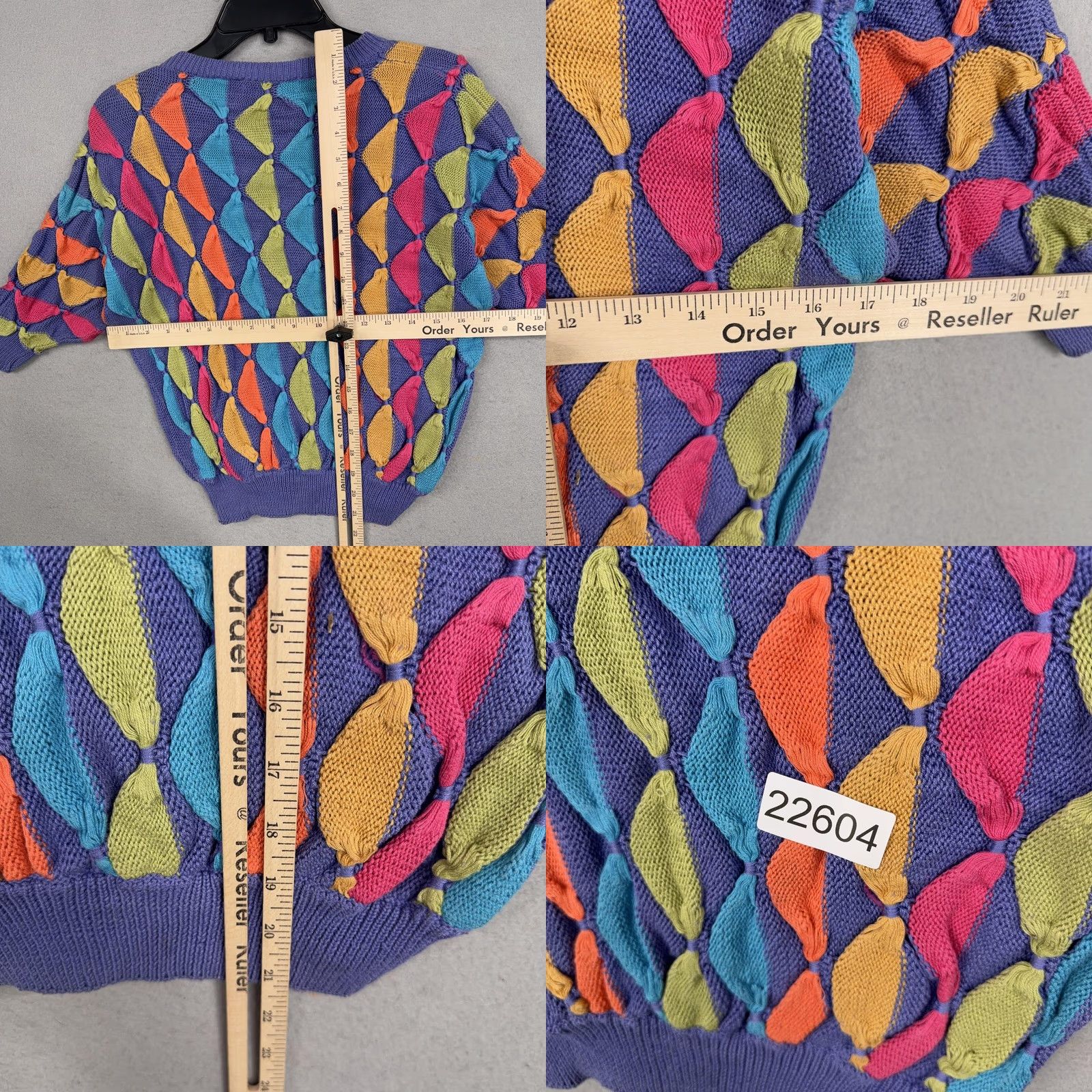 Vintage VINTAGE Gil Aimbez Static Sweater Womens S Purple Neon 3D Knit 80s Style Pullover Dolman Womens Size S / US 4 / IT 40 - 8 Thumbnail