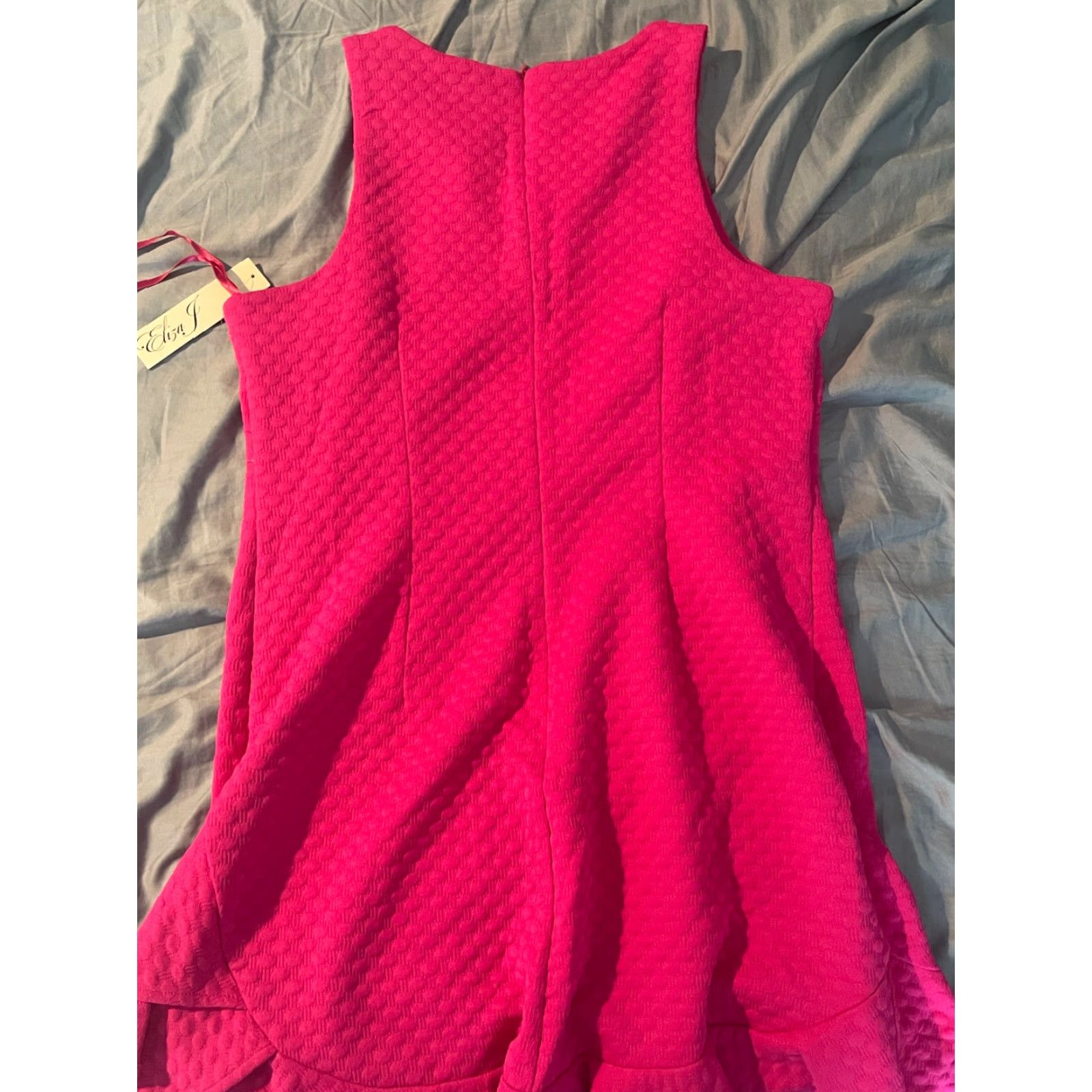 Vintage Eliza J Dress Womens 12 Pink Mini Sleeveless Ruffle Barbiecore Textured Size XL / US 12-14 / IT 48-50 - 3 Thumbnail
