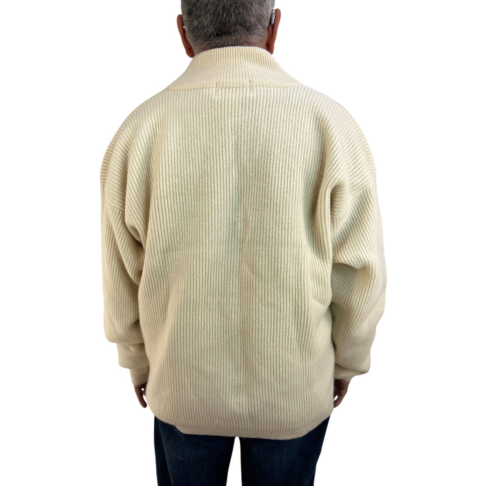Eddie Bauer Eddie Bauer Ribbed V Neck Sweater Wool Ivory Pullover Size US XXL / EU 58 / 5 - 11 Thumbnail