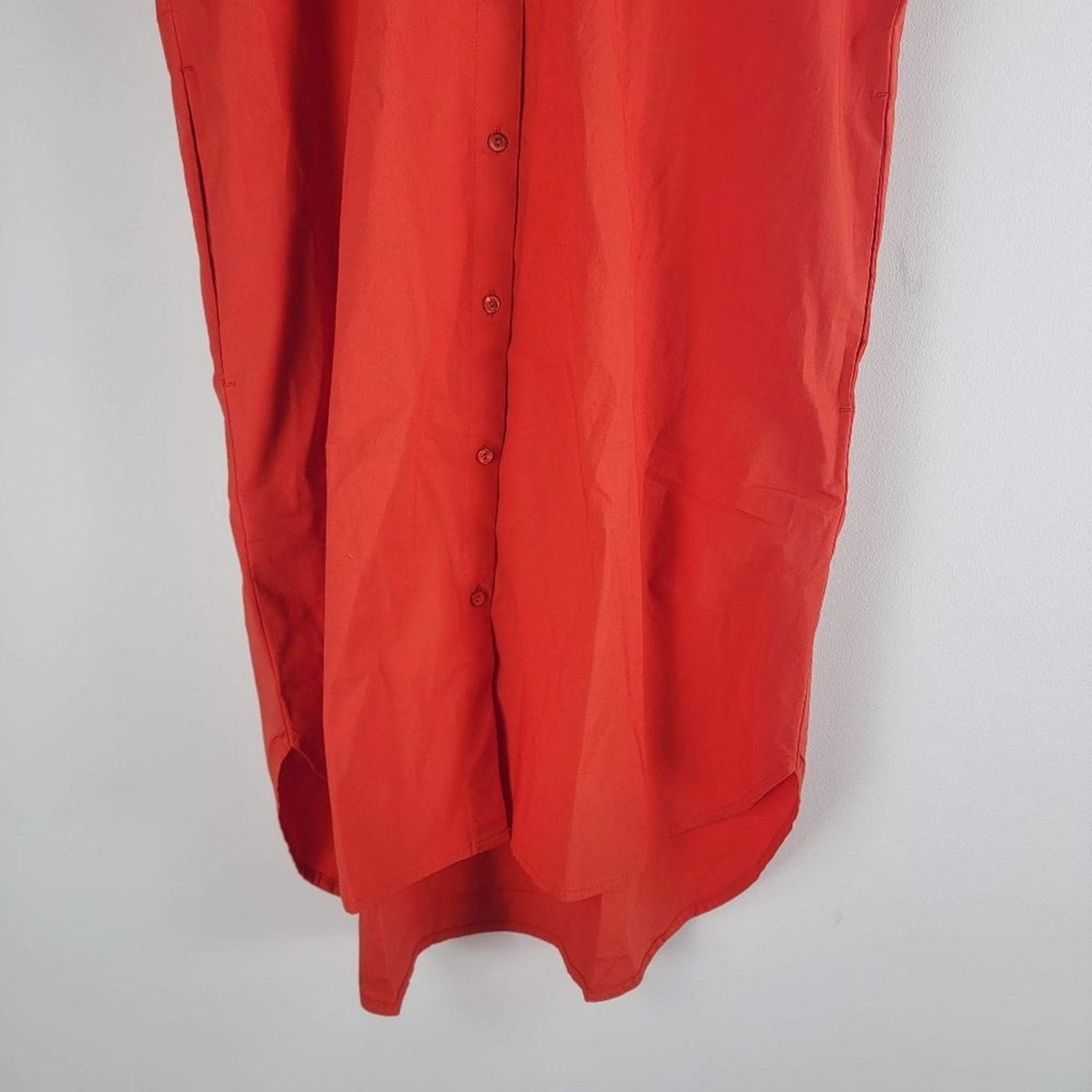 NEW Eileen Fisher Geranium Poplin Shirt Dress Orange SIze PM