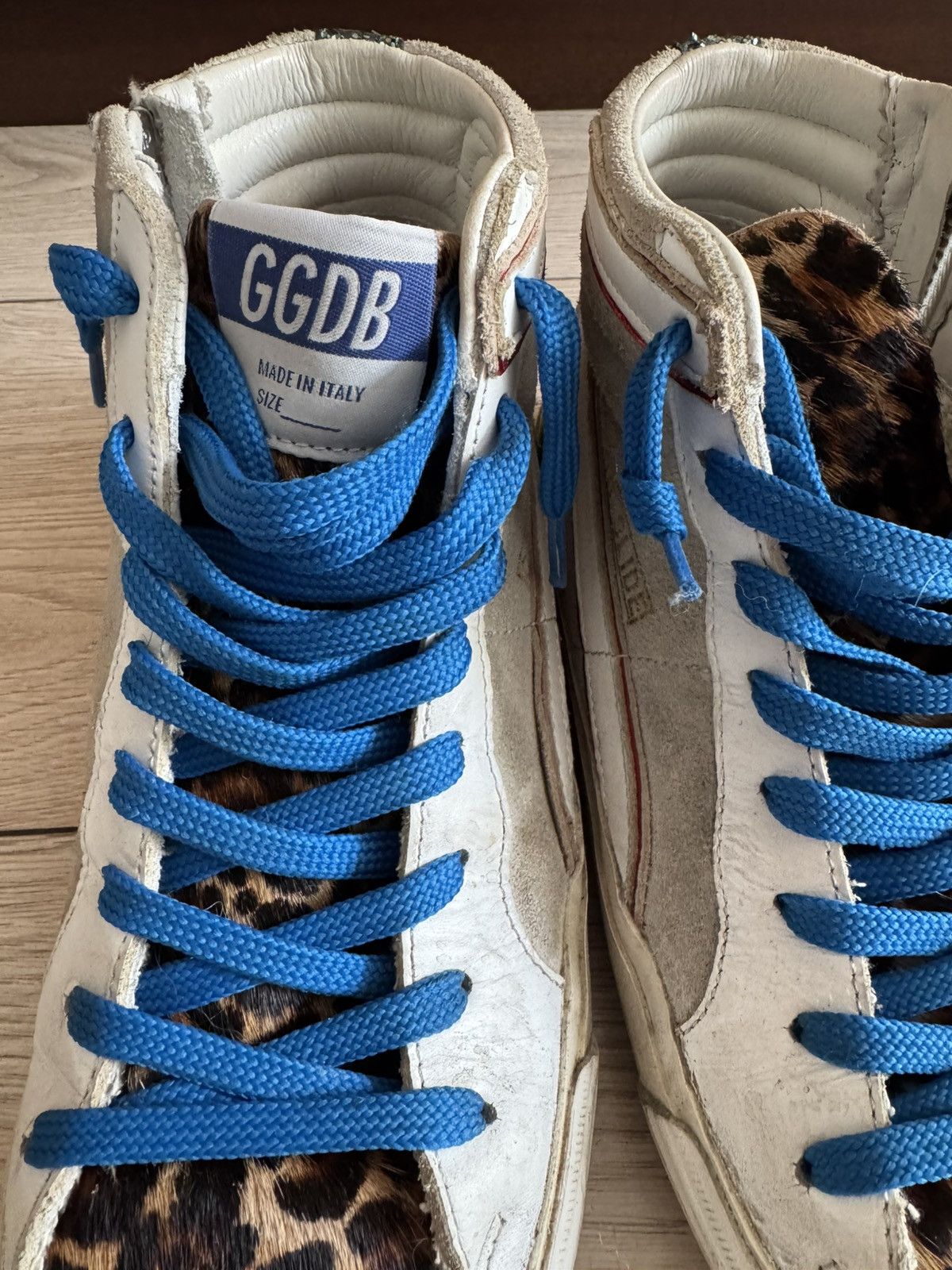 Golden Goose Golden Goose Slide Sneakers Blue Laces Leopard Print Size US 7 / IT 37 - 4 Thumbnail