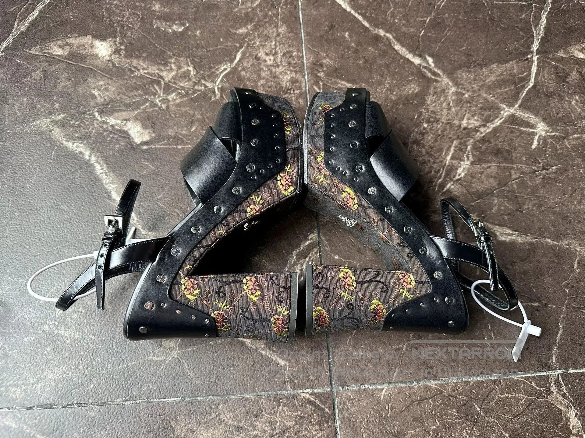 Prada Prada Runway Women's Chunky Heel Floral Shoes. Size US 6 / IT 36 - 4 Thumbnail