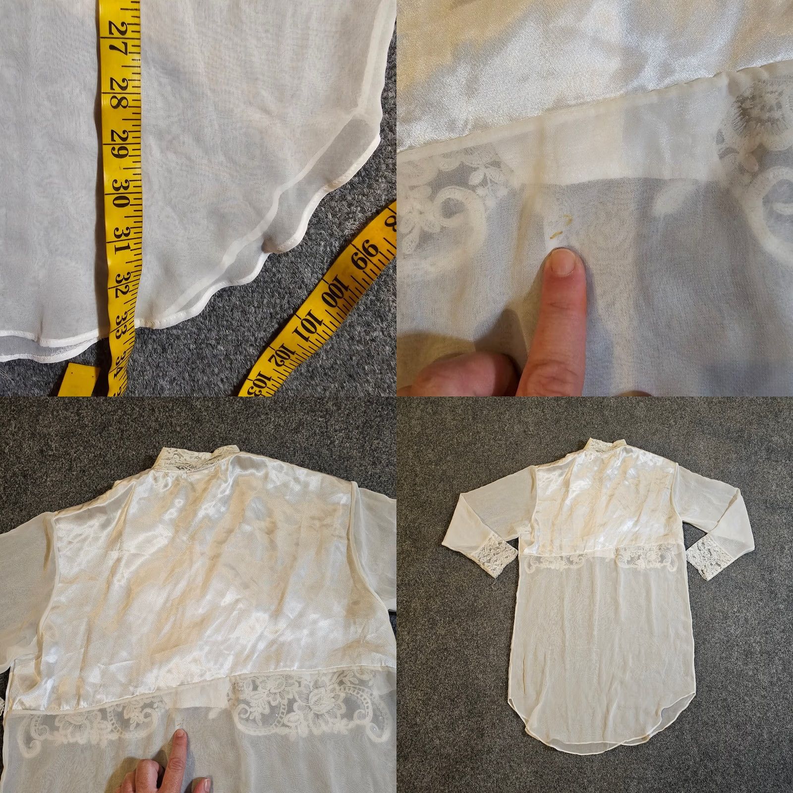 Vintage Cacique Nightgown Women Small White Satin Sheer Lace Bridal Y2K Vintage Shirt Dress Womens Lingerie 90s Theatre Size ONE SIZE - 8 Thumbnail
