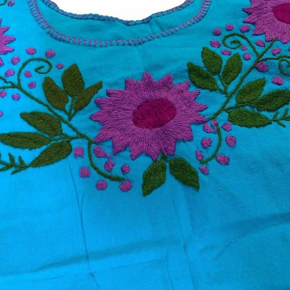 Designer Used Blue Hand Made Embroidered Blouse L Size L / US 10 / IT 46 - 2 Thumbnail