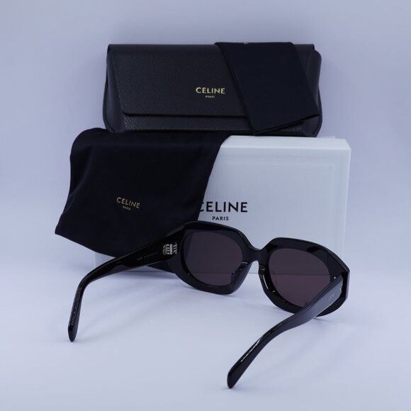Celine Celine CL40319F 01Y Sunglasses Shiny Black Oval Frame Size ONE SIZE - 9 Thumbnail