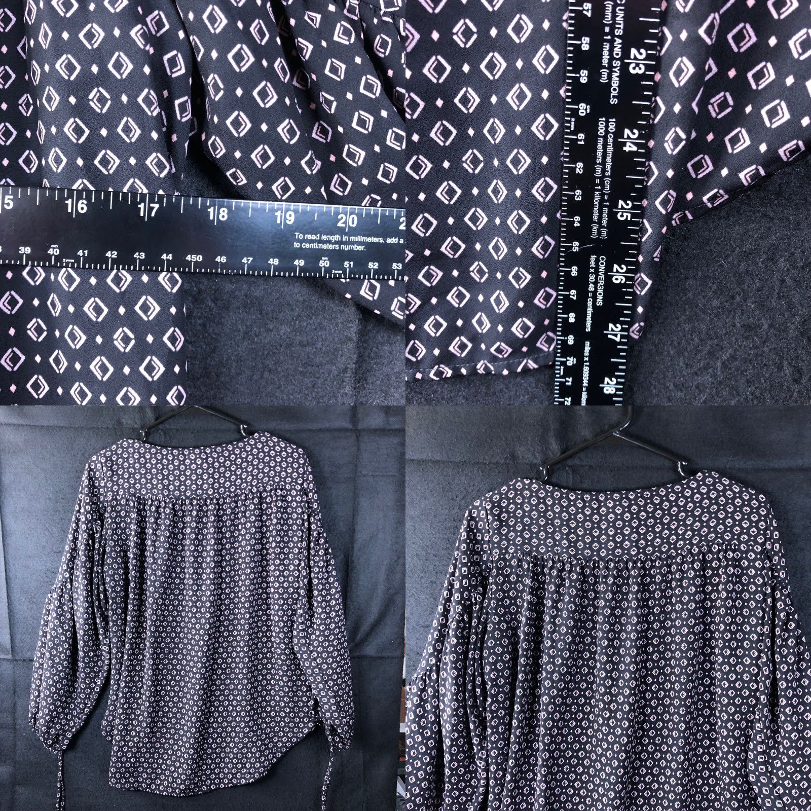 Loft LOFT Outlet Womens Blouse Black Pattern Crew Neck Long Sleeve Tie Small Size S / US 4 / IT 40 - 8 Thumbnail