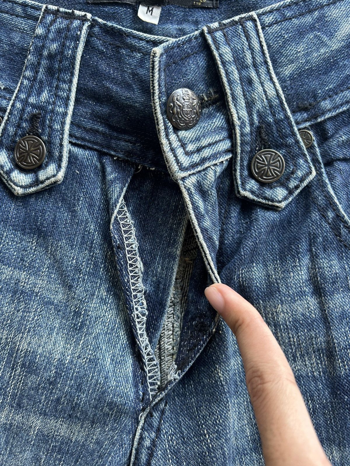 Kapital Flare Japanese Punk Style Distressed Denim Jeans Size US 32 / EU 48 - 12 Thumbnail