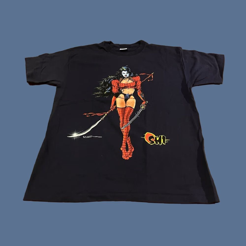 Anvil VINTAGE Shi Comic Images Shirt XL Black Anvil T-Shirt Men’s Crew Neck Short Sleeve Graphic Print 1990s Retro Anime Cartoon Comics Punk Size US XL / EU 56 / 4 - 1 Thumbnail
