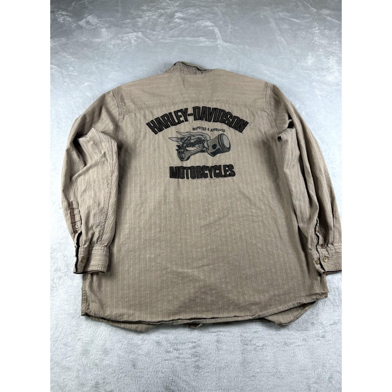 Harley Davidson Harley Davidson Shirt Mens 2XL Brown Striped Lined Button Up Genuine Motorcycles Size US XXL / EU 58 / 5 - 2 Thumbnail