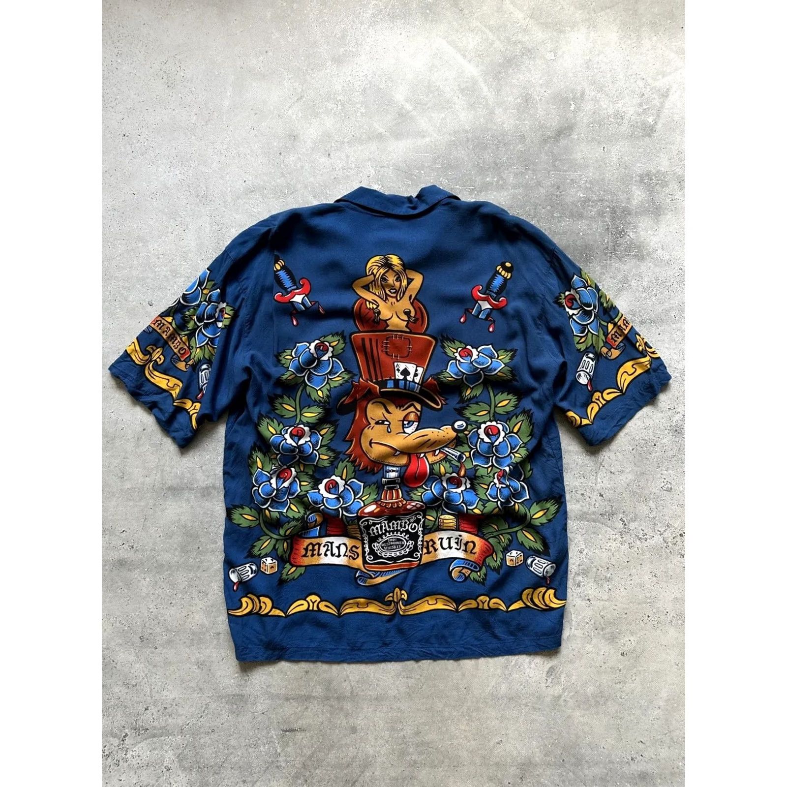 Mambo VINTAGE Mambo Shirt Men’s Size M Blue Button-Up Short Sleeve Crew Neck Cotton ru in 2001 Men’s M Blue Shirt Size US M / EU 48-50 / 2 - 2 Thumbnail