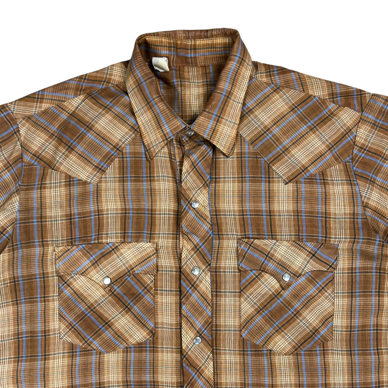 Vintage Vintage 1970s plaid short sleeve pearl snap button up shirt Size US L / EU 52-54 / 3 - 2 Thumbnail