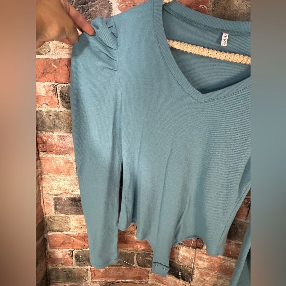 Other Reoria Blue Puffed Sleeve Bodysuit Large Size L / US 10 / IT 46 - 3 Thumbnail