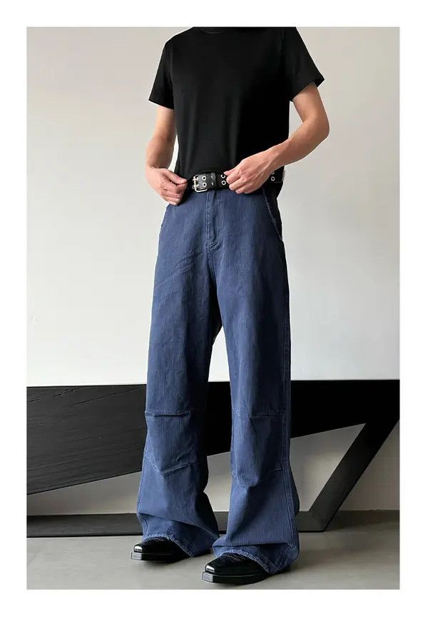 Jean Blue Embroidery Stripes Straight Wide Leg Flare Jeans Size US 32 / EU 48 - 5 Thumbnail