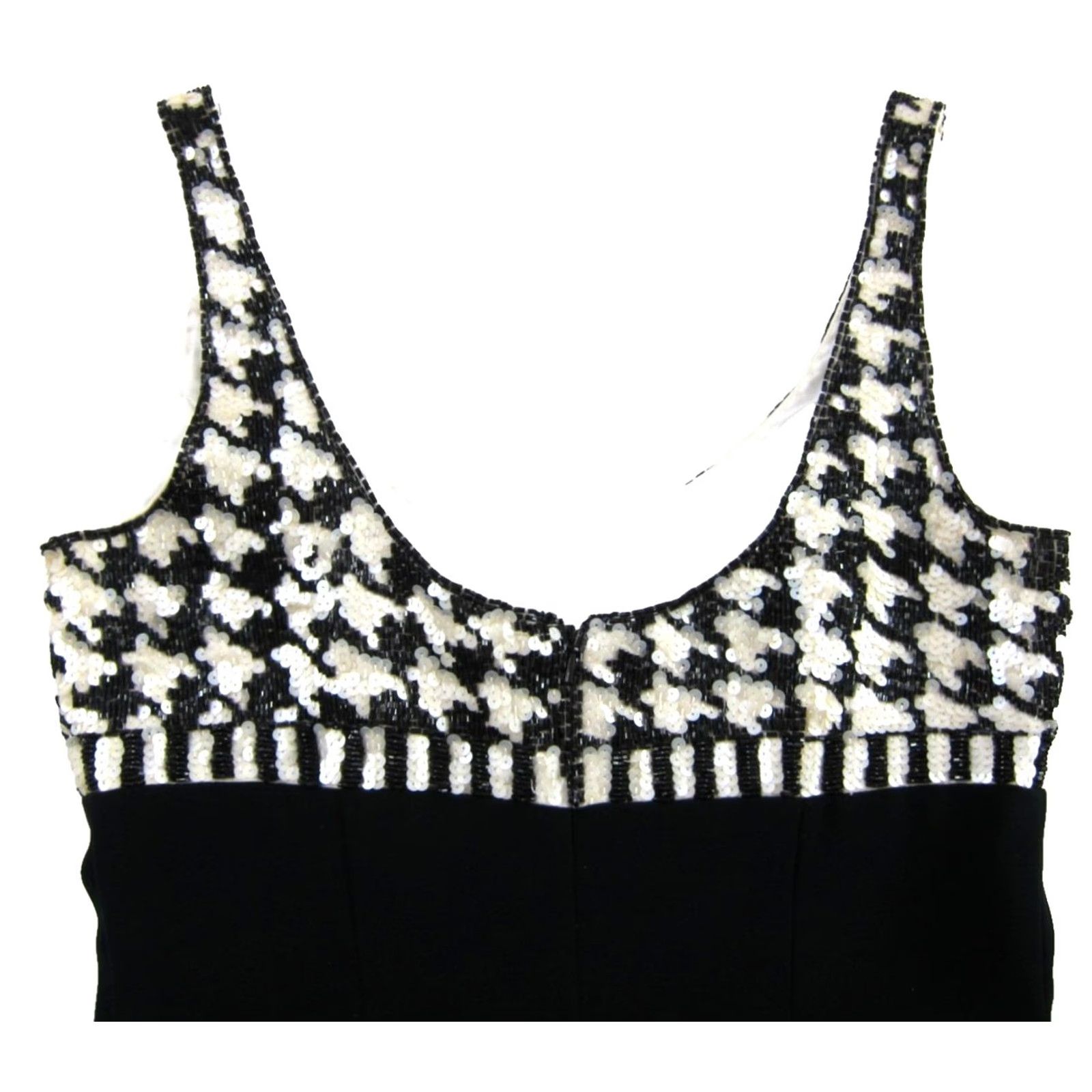 Vintage Della Roufogali Niteline Black Ivory Beaded Sequin Party Cocktail Tank Dress 2 Size XS / US 0-2 / IT 36-38 - 6 Thumbnail