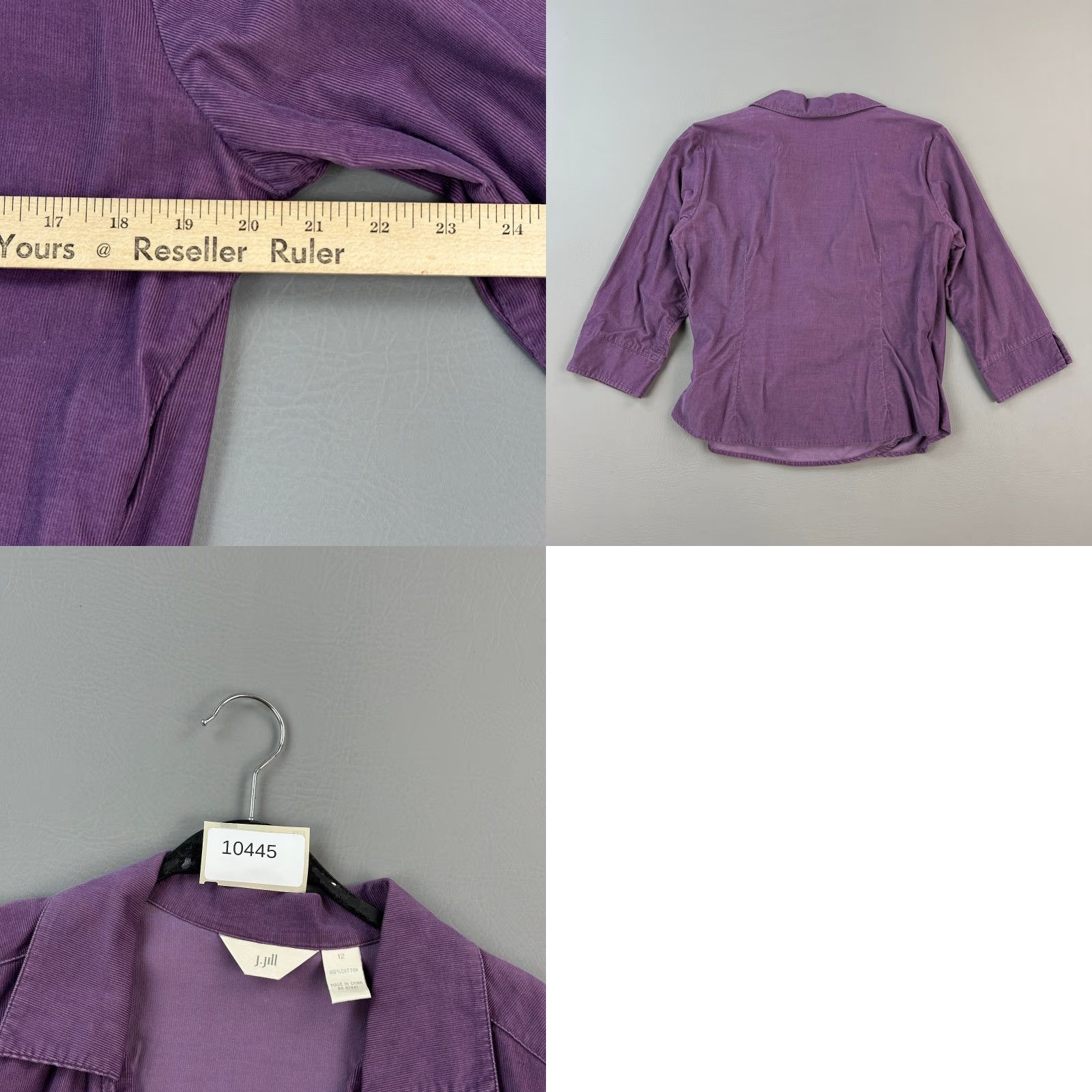 J. Jill J Jill Wrap Jacket Women's 12 Purple Corduroy Tie Front 3/4 Sleeve Casual Jacket Size XL / US 12-14 / IT 48-50 - 8 Thumbnail