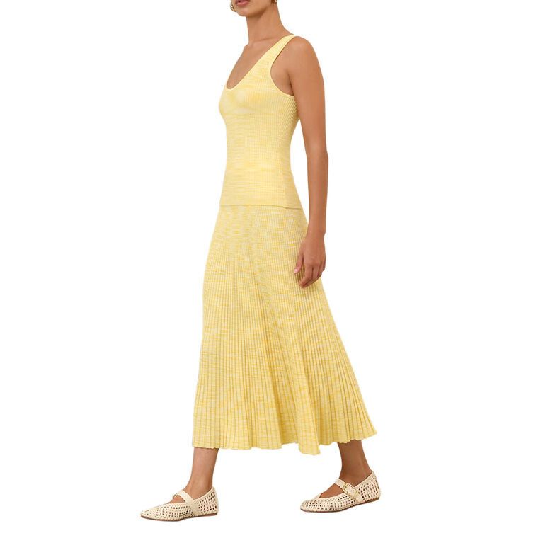 Zimmermann oc11z0226 Illuminate Mouline Ribbed Knit Midi Skirt In Lemon Size 26" / US 2 / IT 38 - 2 Thumbnail