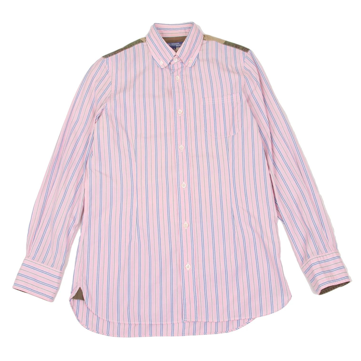 Junya Watanabe Camouflage Yoke Stripe Shirt in Pink Sax Size US S / EU 44-46 / 1 - 1 Thumbnail