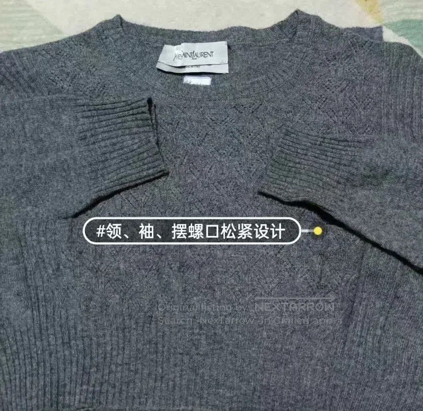Saint Laurent Paris YSL Gray Wool Cable Knit Sweater. Size US S / EU 44-46 / 1 - 5 Thumbnail