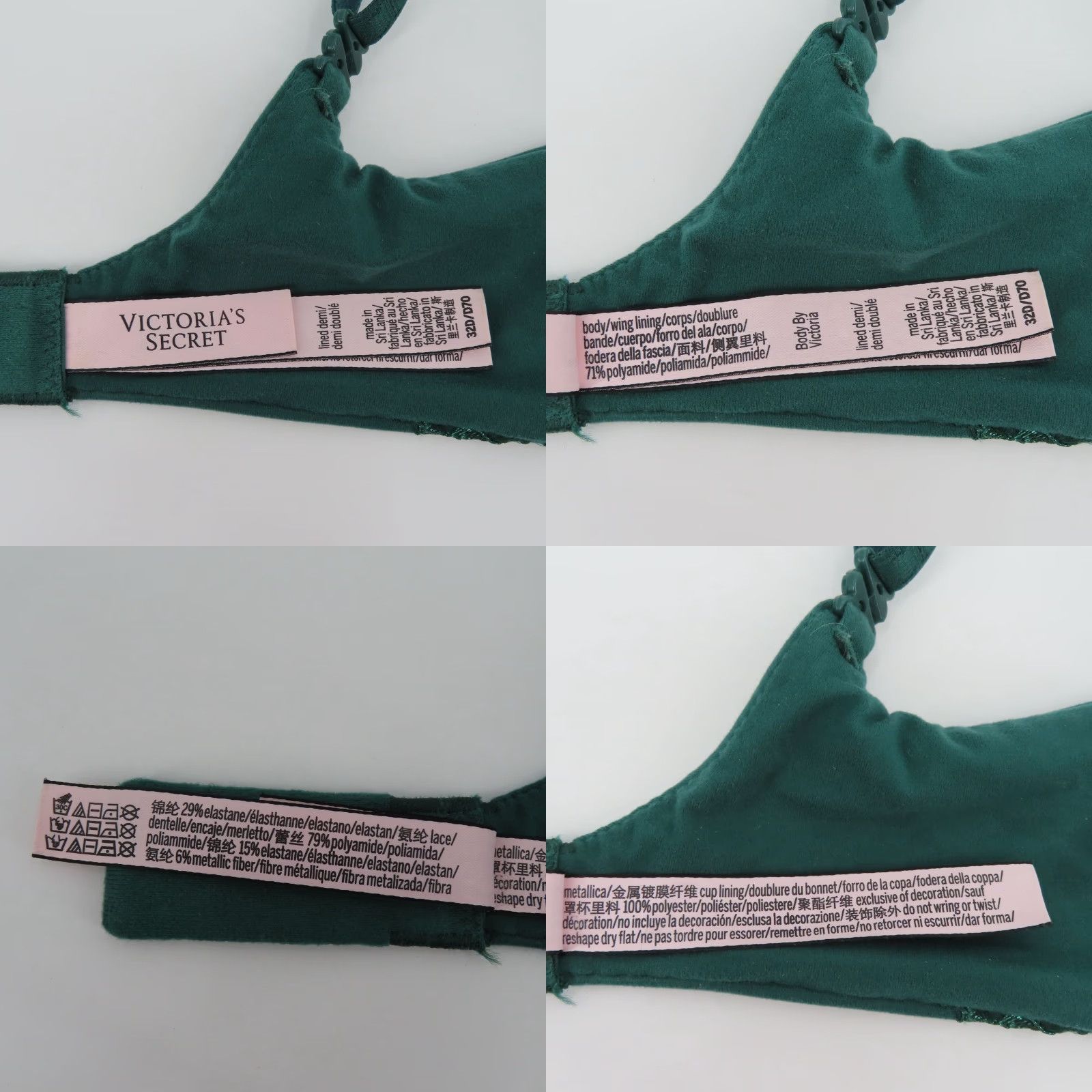 Victoria's Secret Victoria's Secret Body By Victoria Lined Demi Bra 32D Green Underwire Bow Size ONE SIZE - 9 Thumbnail