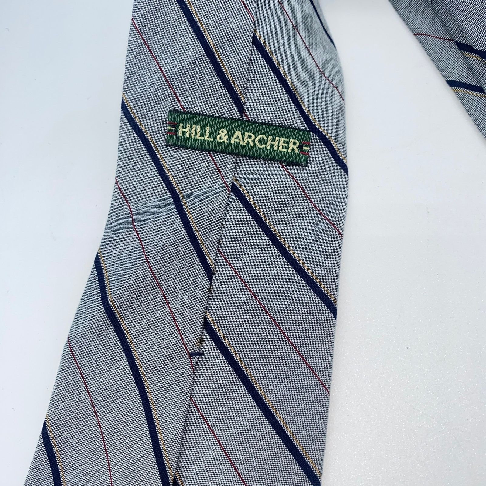 Other Hill & Archer Gray Blue Red Striped Neck Tie Men's 56.5" Size ONE SIZE - 4 Thumbnail