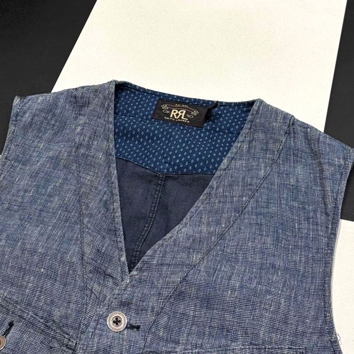 Ralph Lauren RRL Ralph Lauren HOBSON PINCHECK Work Vest Indigo Men's Size S Size US S / EU 44-46 / 1 - 4 Thumbnail