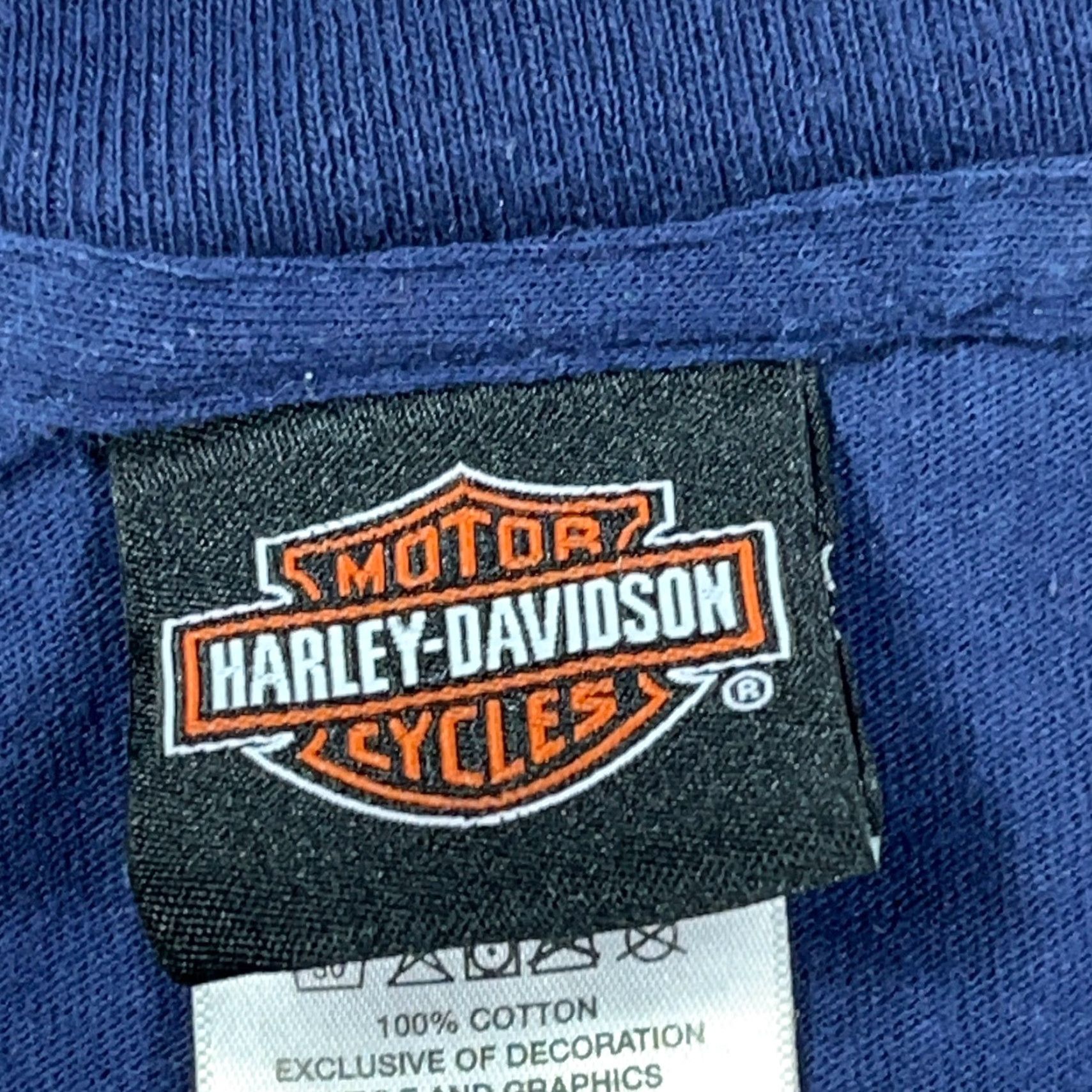 Harley Davidson Harley-Davidson Shirt Men L Blue Bike Week Daytona Tee Tattoo Eagle Biker 80s Grunge Retro Skull Graphic Print T-Shirt Mens Size US L / EU 52-54 / 3 - 3 Thumbnail