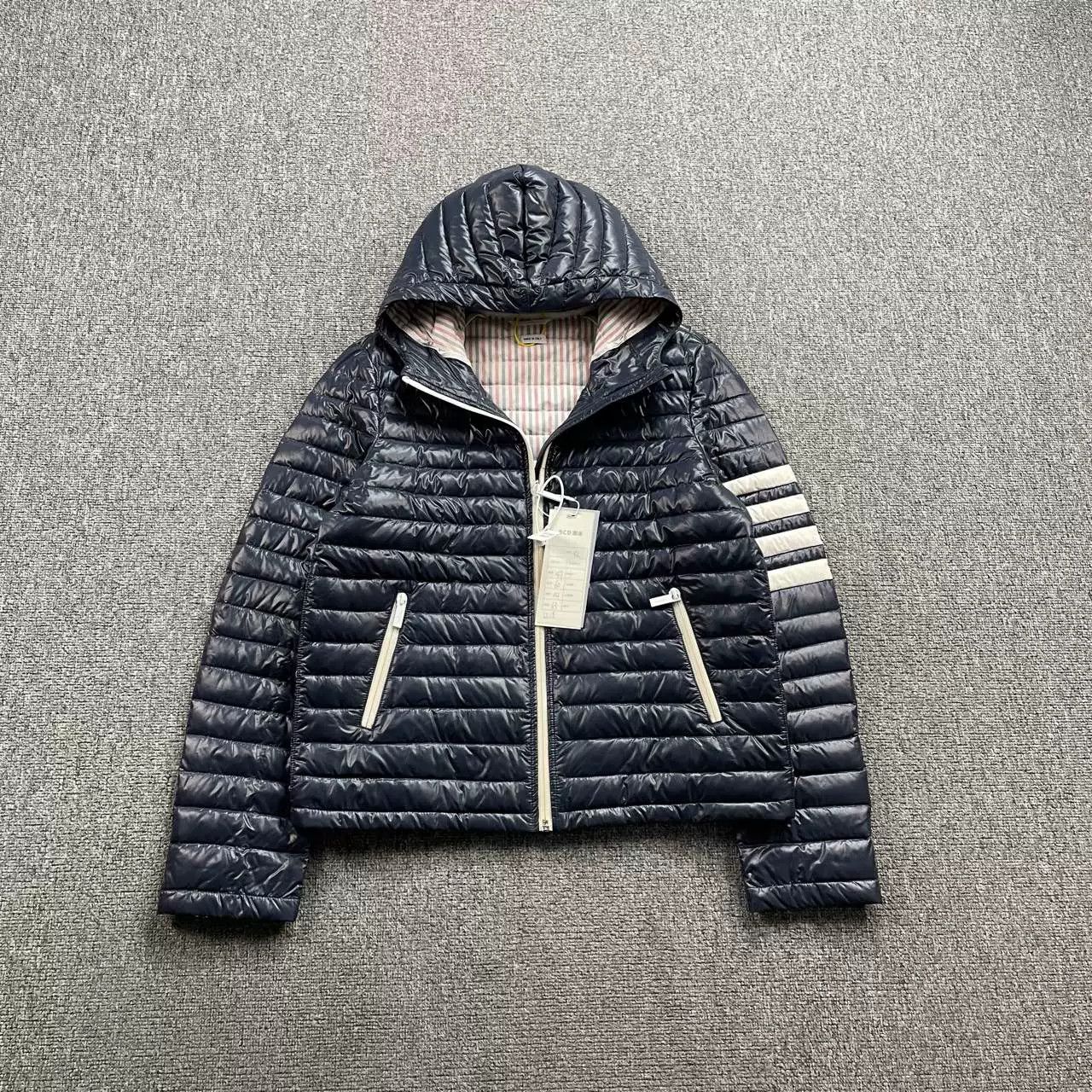 Thom Browne THOM BROWNE Blue Stripe Hooded Down Jacket Size US XS / EU 42 / 0 - 1 Thumbnail