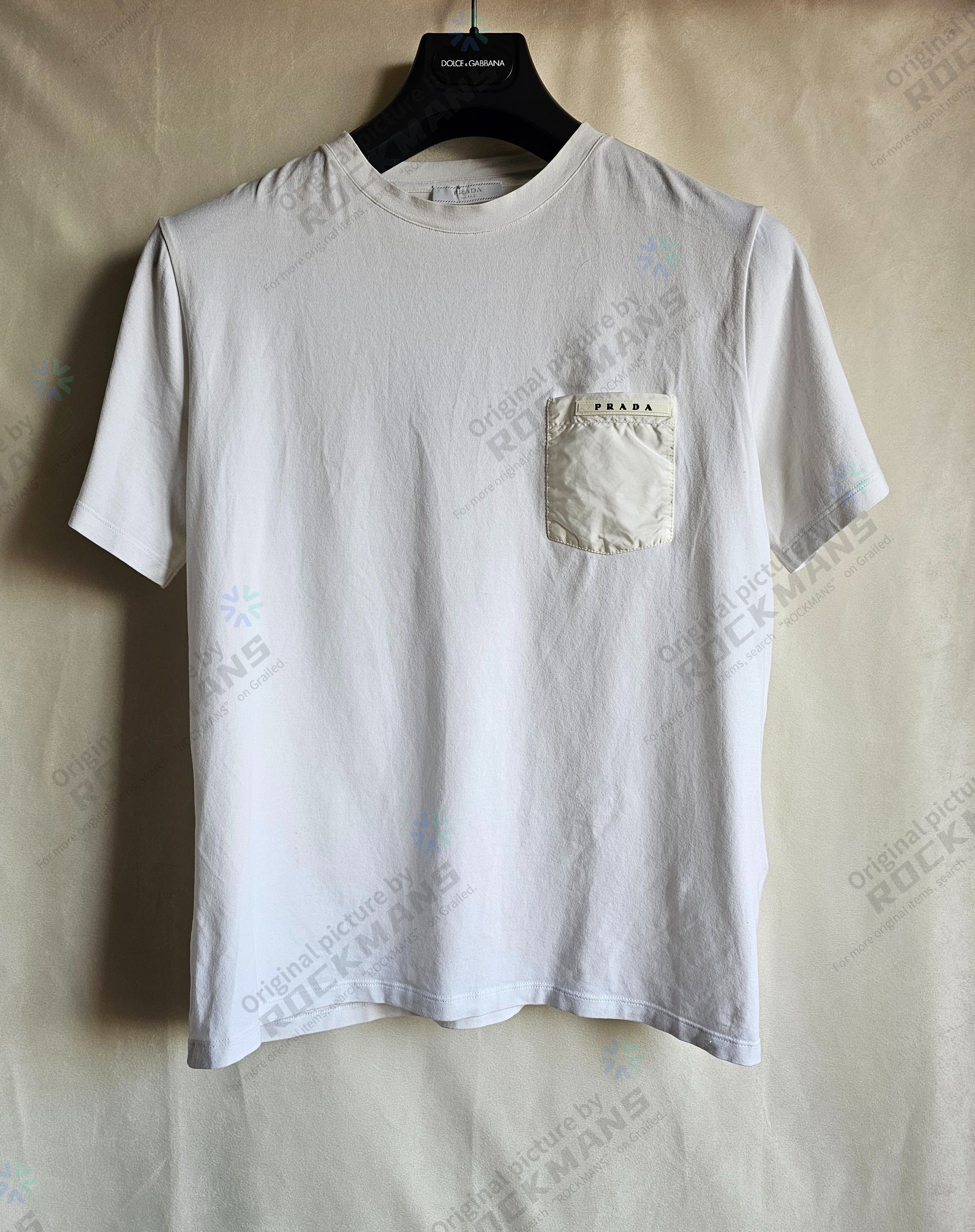 Prada Men's White Nylon Pocket T-Shirt Sizel L like M