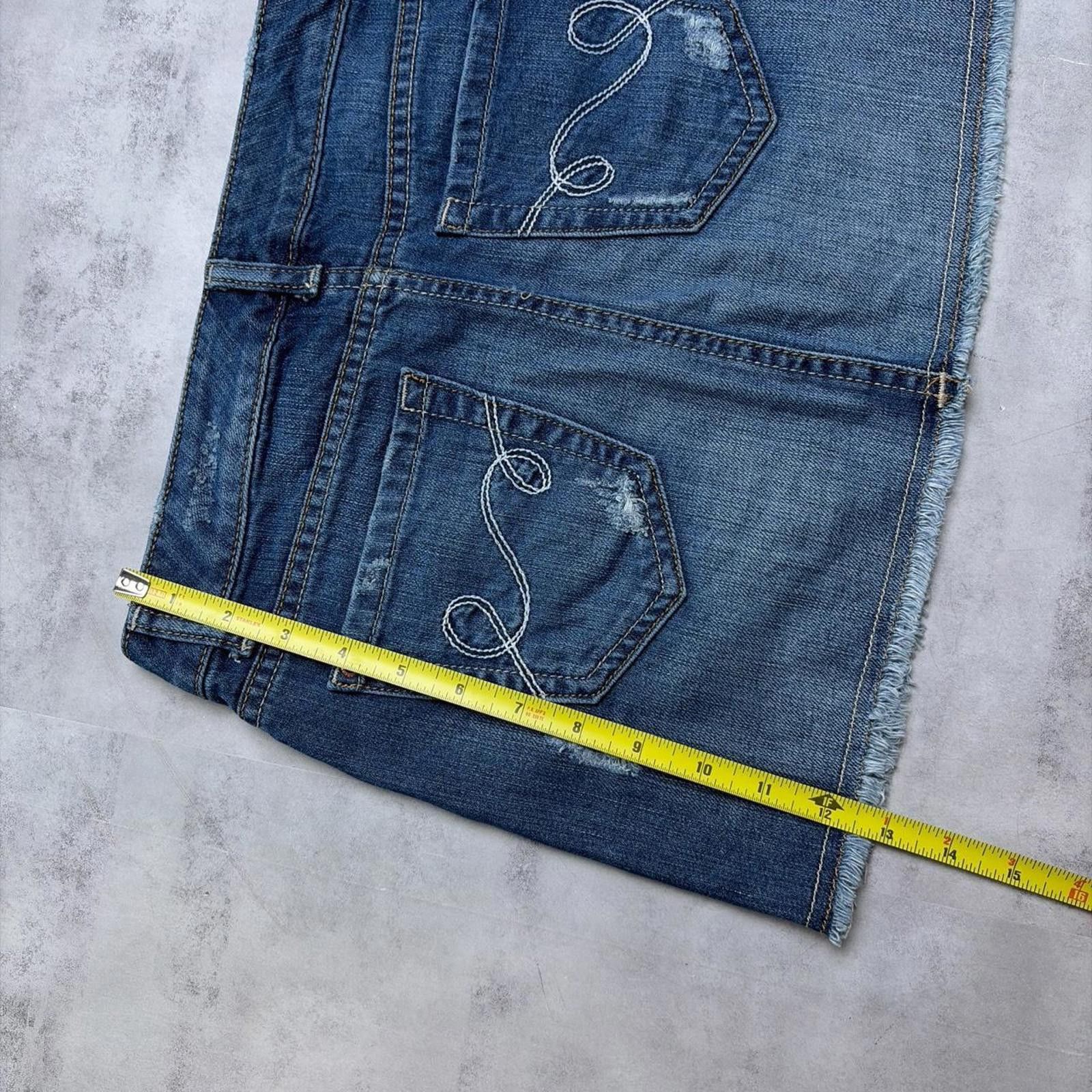Mossimo Y2K Blue Mossimo Supply & Co Grunge Mini Denim Skirt Size 26" / US 2 / IT 38 - 7 Thumbnail