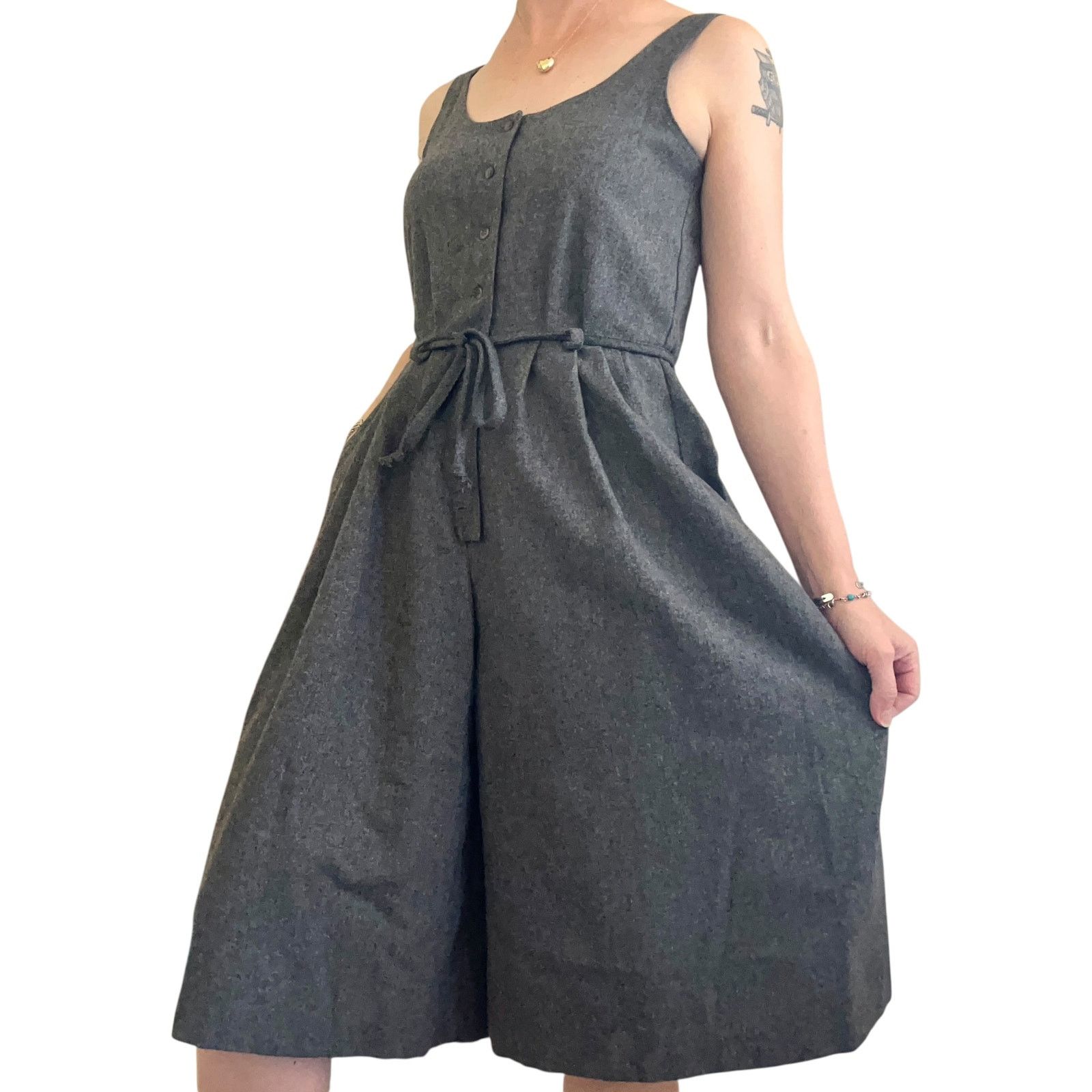 JCPenney × Vintage Vintage 70s JCPenney Gray Sleeveless Midi Wide-Leg Jumpsuit Size 27" / US 4 / IT 40 - 9 Thumbnail