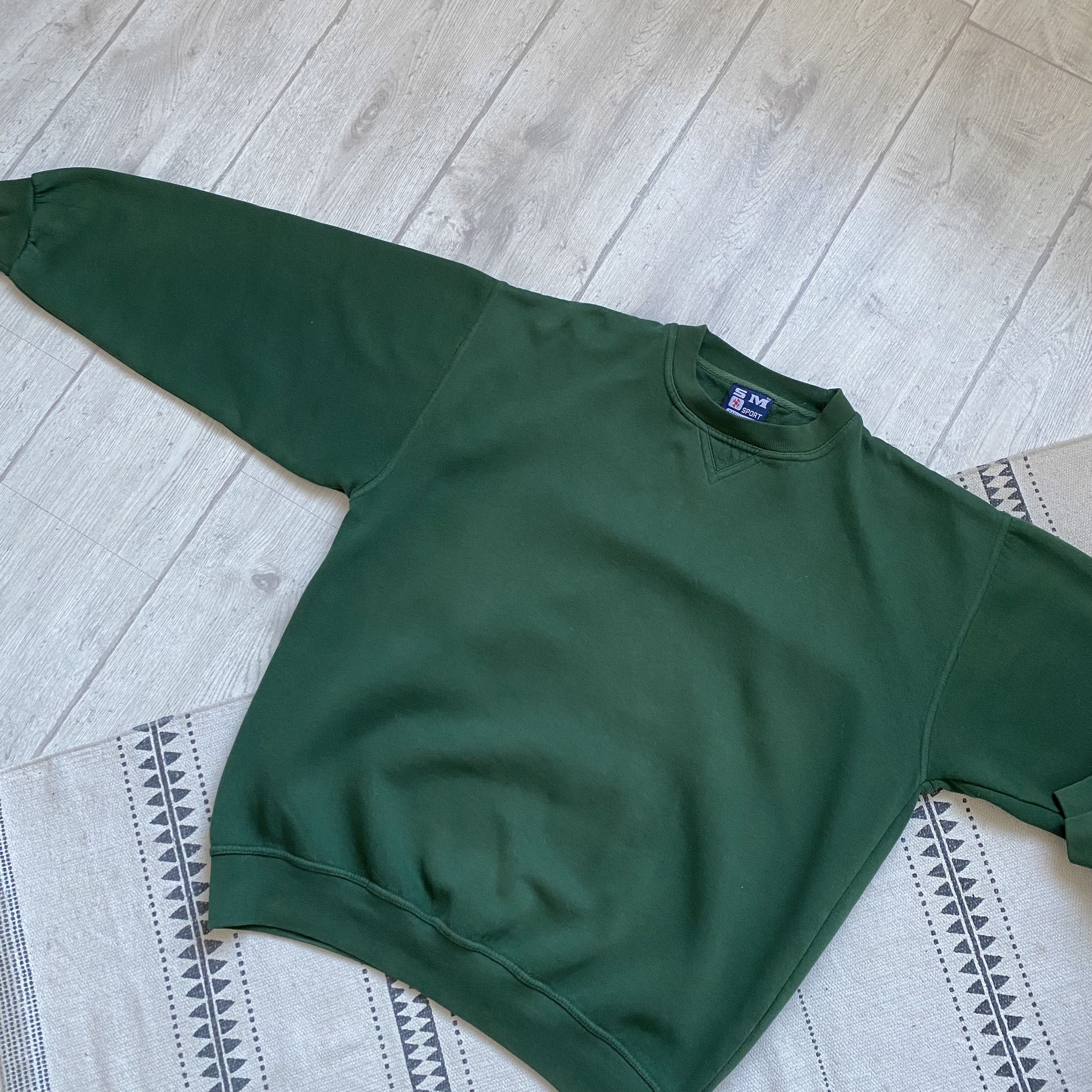 Hanes 🫑 Vintage 90s Blank Heavy Boxy sweatshirt green Y2K hoodie Size US M / EU 48-50 / 2 - 7 Thumbnail