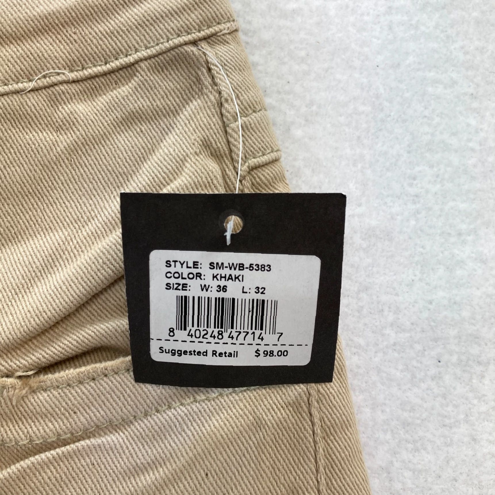 Denime Smugglers Moon Jeans Mens 36x32 Khaki Beige Denim Button Fly Roll Up Distressed Slim Skinny 5-Pocket Gothic Punk Skull Logo Denim Mens Size US 36 / EU 52 - 6 Thumbnail