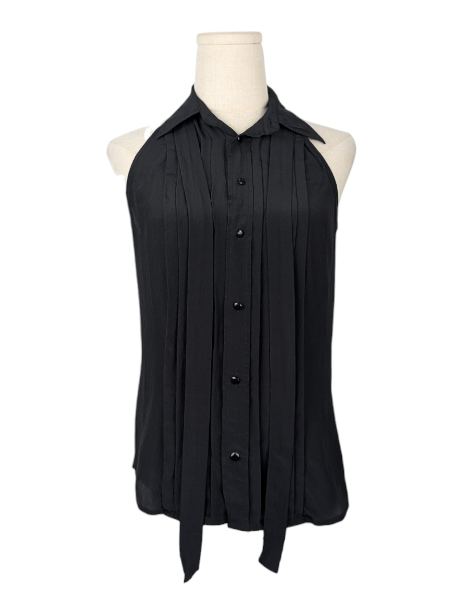 Rugby Ralph Lauren Black Sleeveless Top With Tie And Diamante Buttons Size XS / US 0-2 / IT 36-38 - 1 Thumbnail